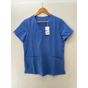 Figs Womens Casma Three Pocket Scrub Top Size‎ Small Blue NWT